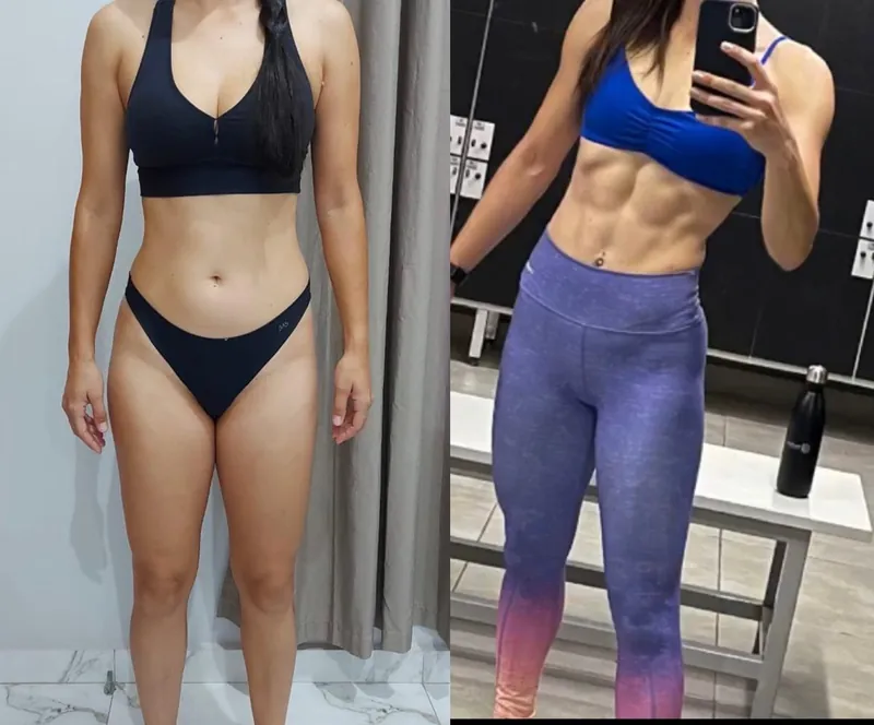Antes e depois de aluna: definição muscular